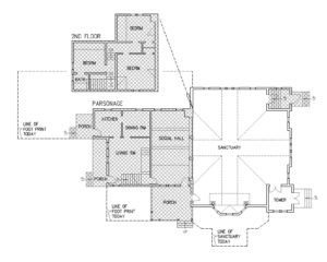 floor plan showing parsonage addition to church