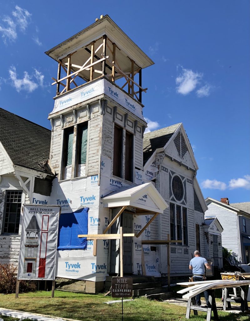 Construction in progress on the Tower of the former.Grace Lutheran Church